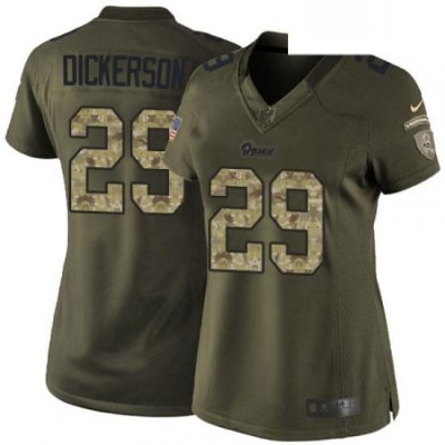 Womens Nike Los Angeles Rams 29 Eric Dickerson Elite Green Salute to Service NFL Jersey