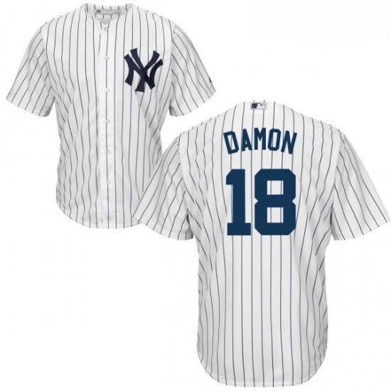 Youth Majestic New York Yankees 18 Johnny Damon Authentic White Home MLB Jersey