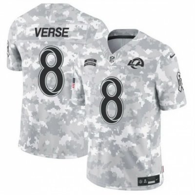 Men Los Angeles Rams 8 Jared Verse 2024 F U S E Arctic Camo Salute To Service Limited Stitched Football Jersey