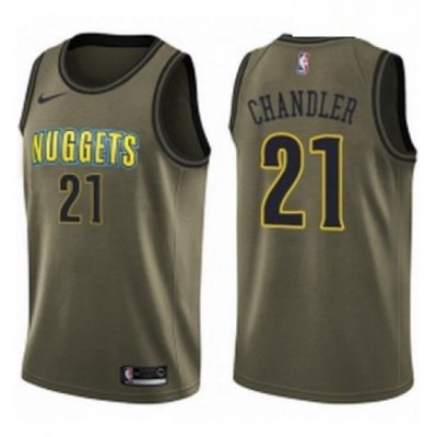 Youth Nike Denver Nuggets 21 Wilson Chandler Swingman Green Salute to Service NBA Jersey