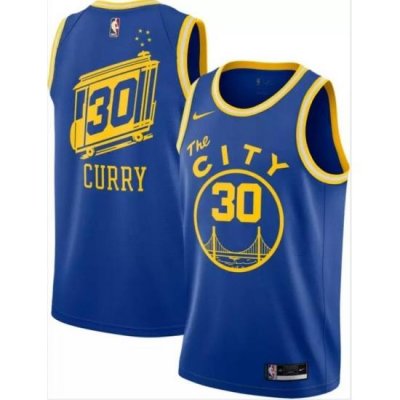 Men Warriors 30 Stephen Curry Blue City Edition Nike Swingman Jersey