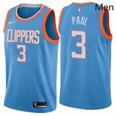 Mens Nike Los Angeles Clippers 3 Chris Paul Authentic Blue NBA Jersey City Edition