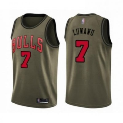 Mens Chicago Bulls 7 Timothe Luwawu Swingman Green Salute to Service Basketball Jersey