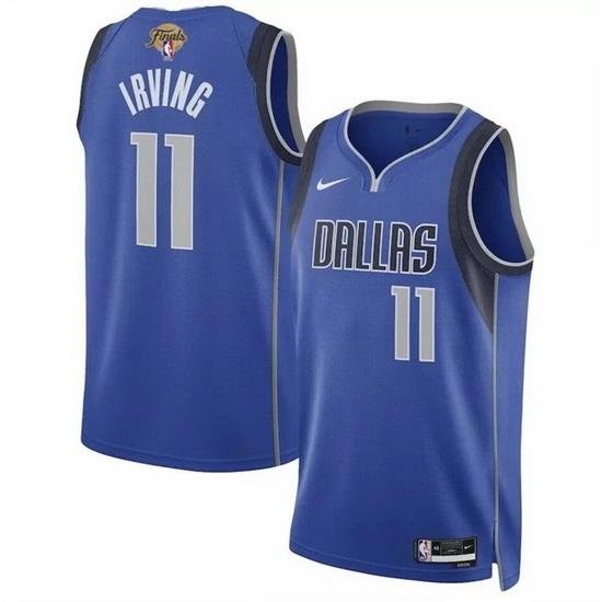 Men Dallas Mavericks 11 Kyrie Irving Blue 2024 Finals Icon Edition Stitched Basketball Jersey