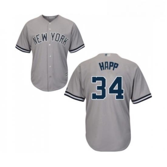 Youth New York Yankees 34 JA Happ Authentic Grey Road Baseball Jersey