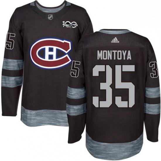 Mens Adidas Montreal Canadiens 35 Al Montoya Premier Black 1917 2017 100th Anniversary NHL Jersey