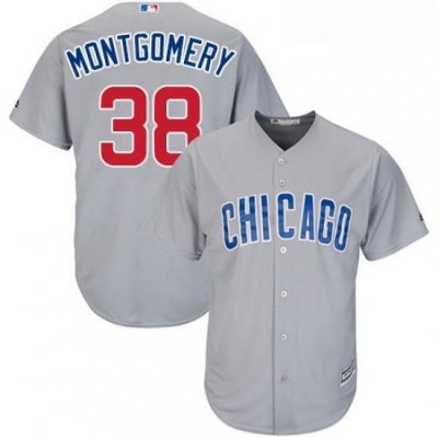 Youth Majestic Chicago Cubs 38 Mike Montgomery Replica Grey Road Cool Base MLB Jersey