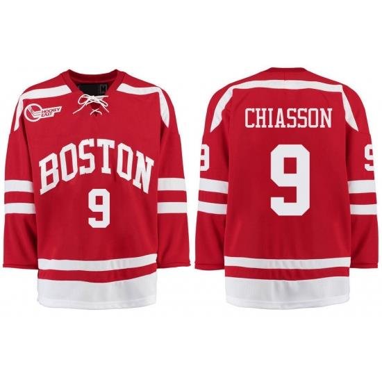 Boston University Terriers BU 9 Alex Chiasson Red Stitched Hockey Jersey