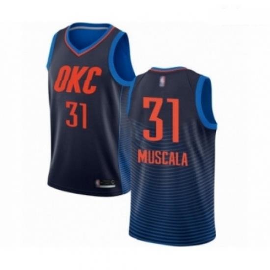 Mens Oklahoma City Thunder 31 Mike Muscala Authentic Navy Blue Basketball Jersey Statement Edition