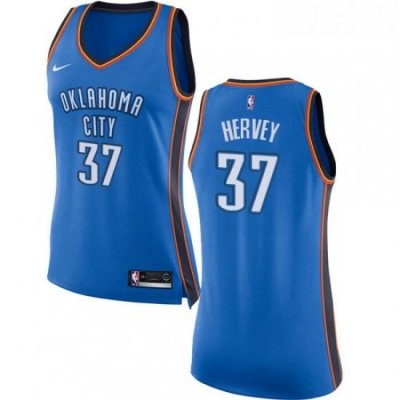 Womens Nike Oklahoma City Thunder 37 Kevin Hervey Swingman Royal Blue NBA Jersey Icon Edition