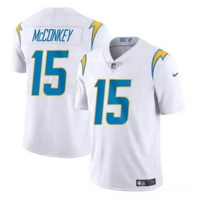 Men Los Angeles Chargers 15 Ladd McConkey White 2024 Draft Vapor Limited Stitched Football Jersey