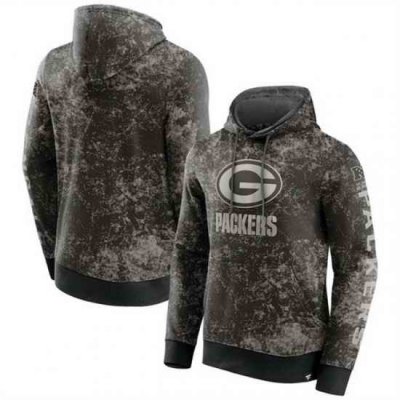 Men Green Bay Packers Black Gray Blackout Tonal Pullover Hoodie