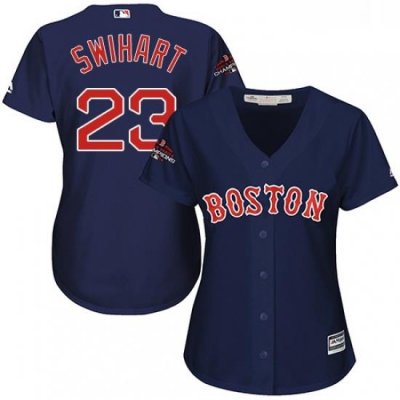 Womens Majestic Boston Red Sox 23 Blake Swihart Authentic Navy Blue Alternate Road 2018 World Series Champions MLB Jersey