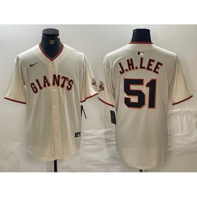 Men San Francisco Giants 51 Jung Hoo Lee Cream 2024 Home Limited Stitched Baseball Jersey