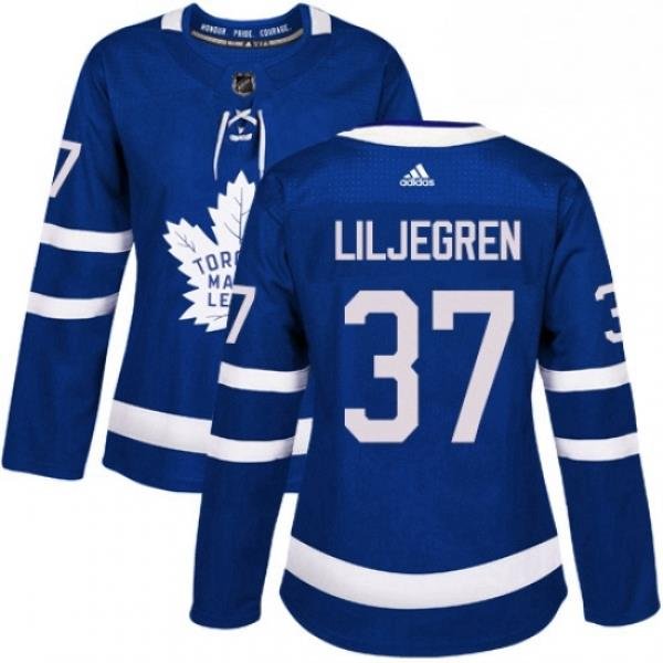 Womens Adidas Toronto Maple Leafs 37 Timothy Liljegren Authentic Royal Blue Home NHL Jersey