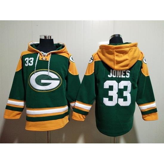 NFL Men Green Bay Packers 33 Aaron Jones Stitched Hoodie