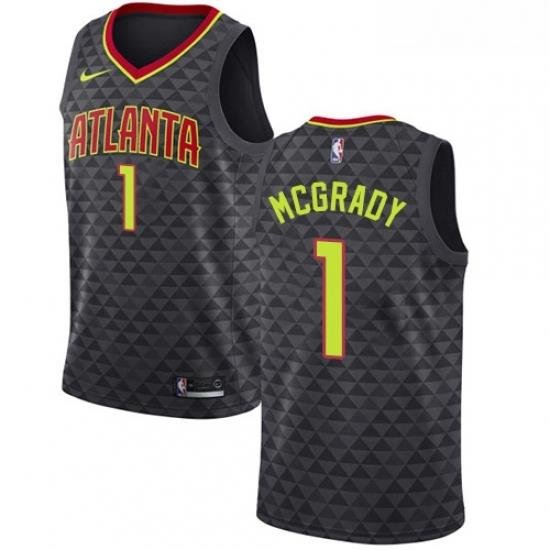 Youth Nike Atlanta Hawks 1 Tracy Mcgrady Authentic Black Road NBA Jersey Icon Edition