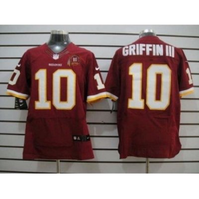 Nike Washington Redskins 10 Robert Griffin III Red Elite 80TH Patch NFL Jersey