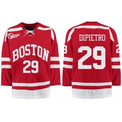 Boston University Terriers BU 29 Rick Dipietro Red Stitched Hockey Jersey