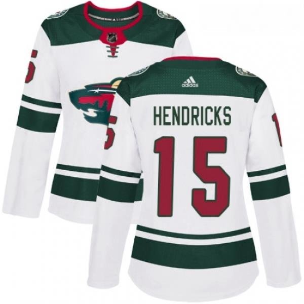 Womens Adidas Minnesota Wild 15 Matt Hendricks Authentic White Away NHL Jersey