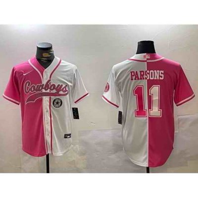 Men Dallas Cowboys 11 Micah Parsons 2024 Arctic white red Stitched Baseball Jersey 3