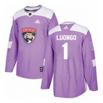 Youth Adidas Florida Panthers 1 Roberto Luongo Authentic Purple Fights Cancer Practice NHL Jersey