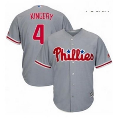 Youth Majestic Philadelphia Phillies 4 Scott Kingery Replica Grey Road Cool Base MLB Jersey