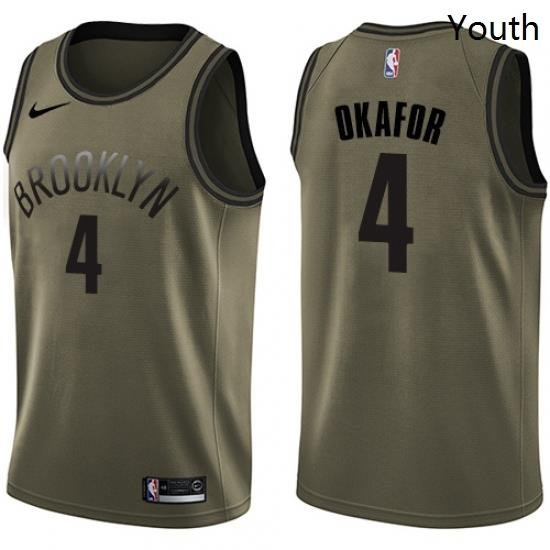 Youth Nike Brooklyn Nets 4 Jahlil Okafor Swingman Green Salute to Service NBA Jersey