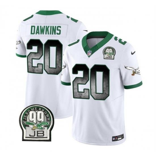 Men Philadelphia Eagles 20 Brian Dawkins White 2023 F U S E  Throwback Vapor Untouchable Limited Stitched Football Jersey