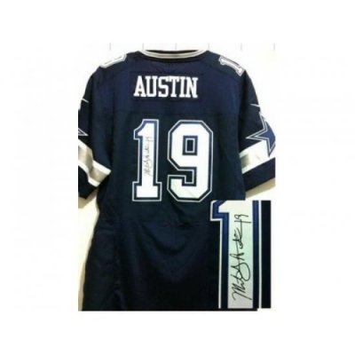 Nike Dallas Cowboys 19 Miles Austin Blue Elite Signed NFL Jersey