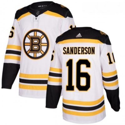 Womens Adidas Boston Bruins 16 Derek Sanderson Authentic White Away NHL Jersey