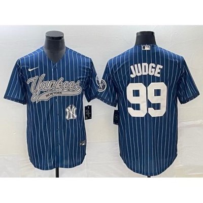 Men NeW York Yankees 99 Aaron Judge Navy With Patch Cool Base Stitched Baseball Jersey