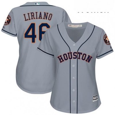 Womens Majestic Houston Astros 46 Francisco Liriano Authentic Grey Road Cool Base MLB Jersey