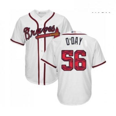 Mens Atlanta Braves 56 Darren O Day Authentic White Team Logo Fashion Cool Base Baseball Jersey