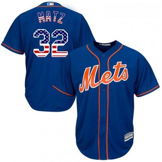 Mens Majestic NeW York Mets 32 Steven Matz Replica Royal Blue USA Flag Fashion MLB Jersey