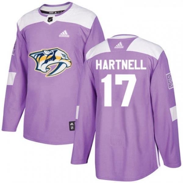 Youth Adidas Nashville Predators 17 Scott Hartnell Authentic Purple Fights Cancer Practice NHL Jersey