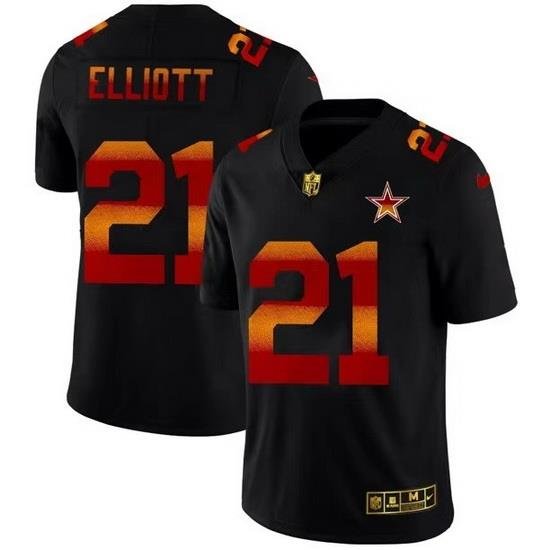 Dallas Cowboys 21 Ezekiel Elliott Men Black Nike Red Orange Stripe Vapor Limited NFL Jersey