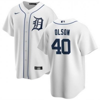 Men Detroit Tigers 40 Reese Olson White Cool Base Stitched Baseball Jersey