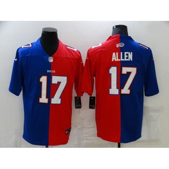 Men Buffalo Bills 17 Josh Allen Blue Red Two Tone 2021 Vapor Untouchable Stitched NFL Nike Limited Jersey