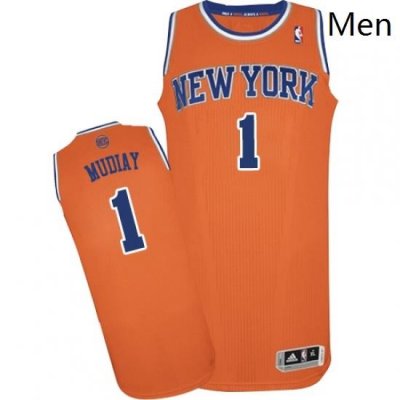 Mens Adidas New York Knicks 1 Emmanuel Mudiay Authentic Orange Alternate NBA Jersey