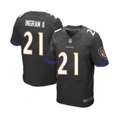 Mens Baltimore Ravens 21 Mark Ingram II Elite Black Alternate Football Jersey