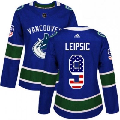 Womens Adidas Vancouver Canucks 9 Brendan Leipsic Authentic Blue USA Flag Fashion NHL Jersey