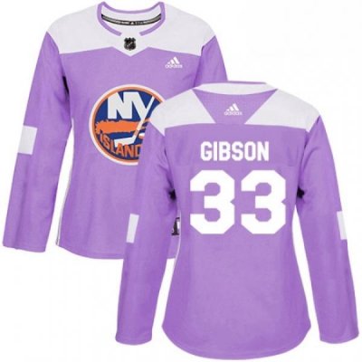 Womens Adidas New York Islanders 33 Christopher Gibson Authentic Purple Fights Cancer Practice NHL Jersey