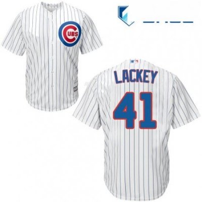 Youth Majestic Chicago Cubs 41 John Lackey Replica White Home Cool Base MLB Jersey