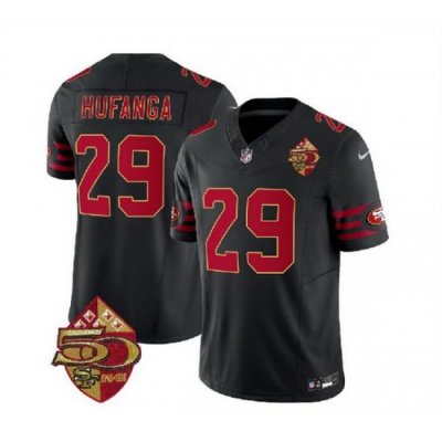 Men San Francisco 49ers 29 Talanoa Hufanga Black 2023 F U S E  50th Patch Vapor Limited Stitched Football Jersey