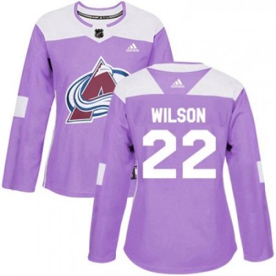 Womens Adidas Colorado Avalanche 22 Colin Wilson Authentic Purple Fights Cancer Practice NHL Jersey