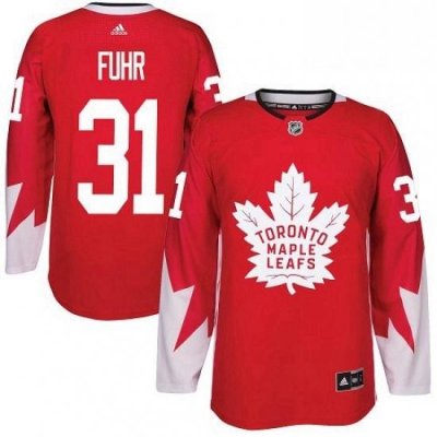 Mens Adidas Toronto Maple Leafs 31 Grant Fuhr Authentic Red Alternate NHL Jersey