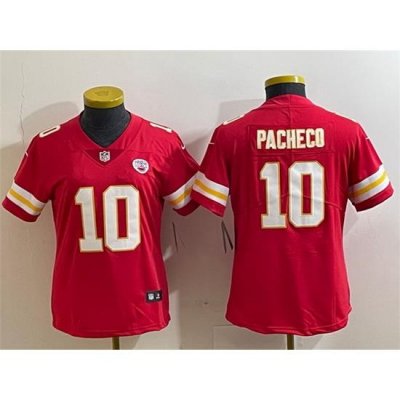 Women Kansas City Chiefs 10 Isiah Pacheco Red Vapor Stitched Jersey  Run Small