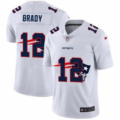 New England Patriots 12 Tom Brady White Men Nike Team Logo Dual Overlap Limited NFL Jersey