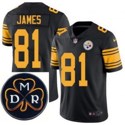 Men's Nike Pittsburgh Steelers #81 Jesse James Elite Black Rush NFL MDR Dan Rooney Patch Jersey